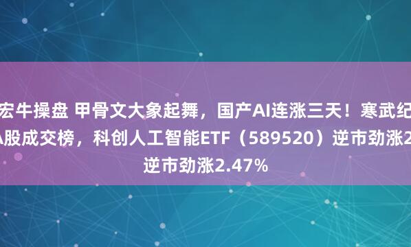宏牛操盘 甲骨文大象起舞，国产AI连涨三天！寒武纪登顶A股成交榜，科创人工智能ETF（589520）逆市劲涨2.47%