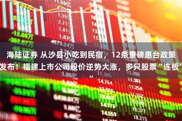 海陆证券 从沙县小吃到民宿，12条重磅惠台政策发布！福建上市公司股价逆势大涨，多只股票“连板”